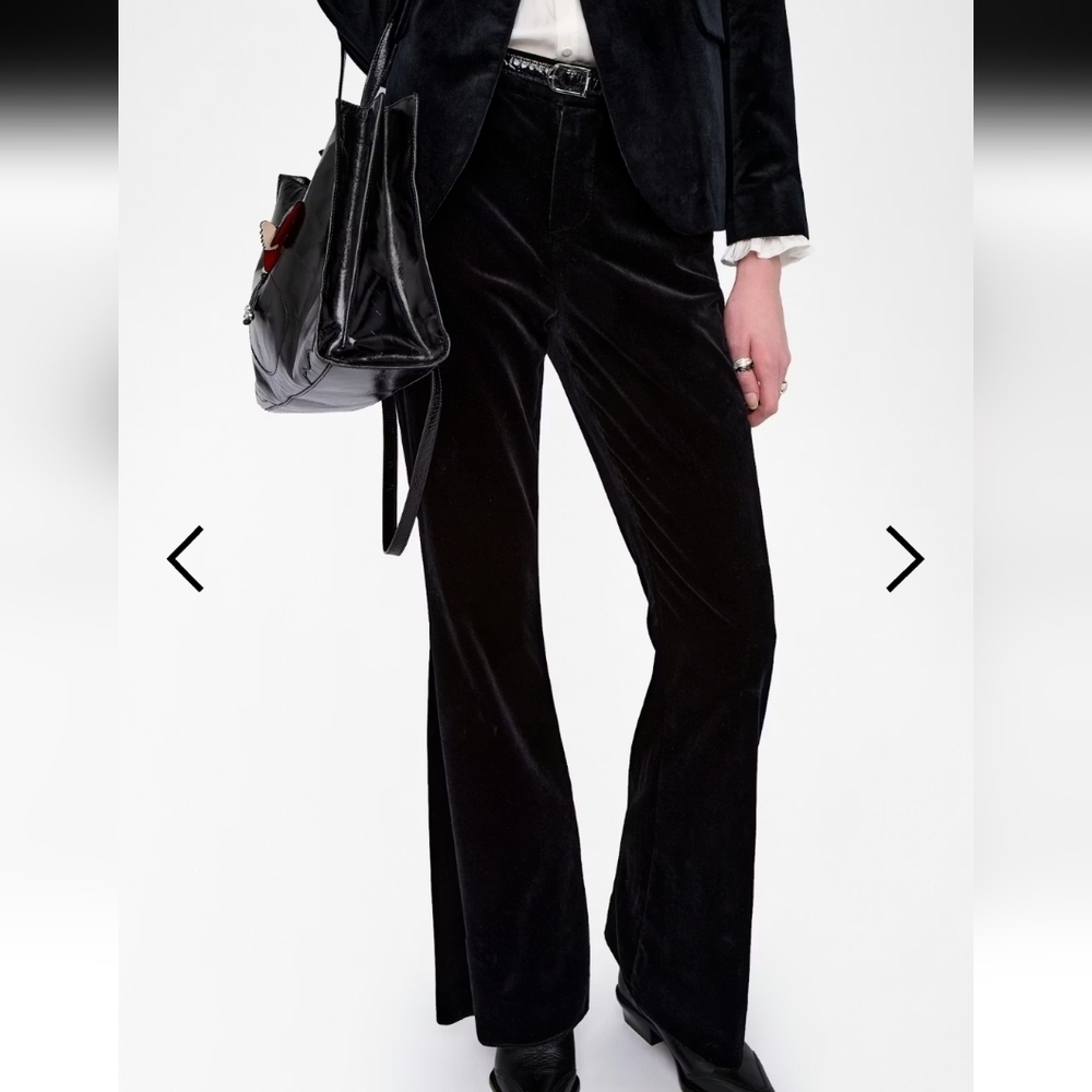 ZADIG & VOLTAIRE TAILORED TROUSERS IN SMOOTH VELVET LOW WAIST